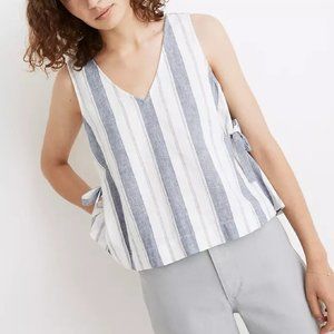 Madewell Linen-Blend Side-Tie Tank Top in Stripe